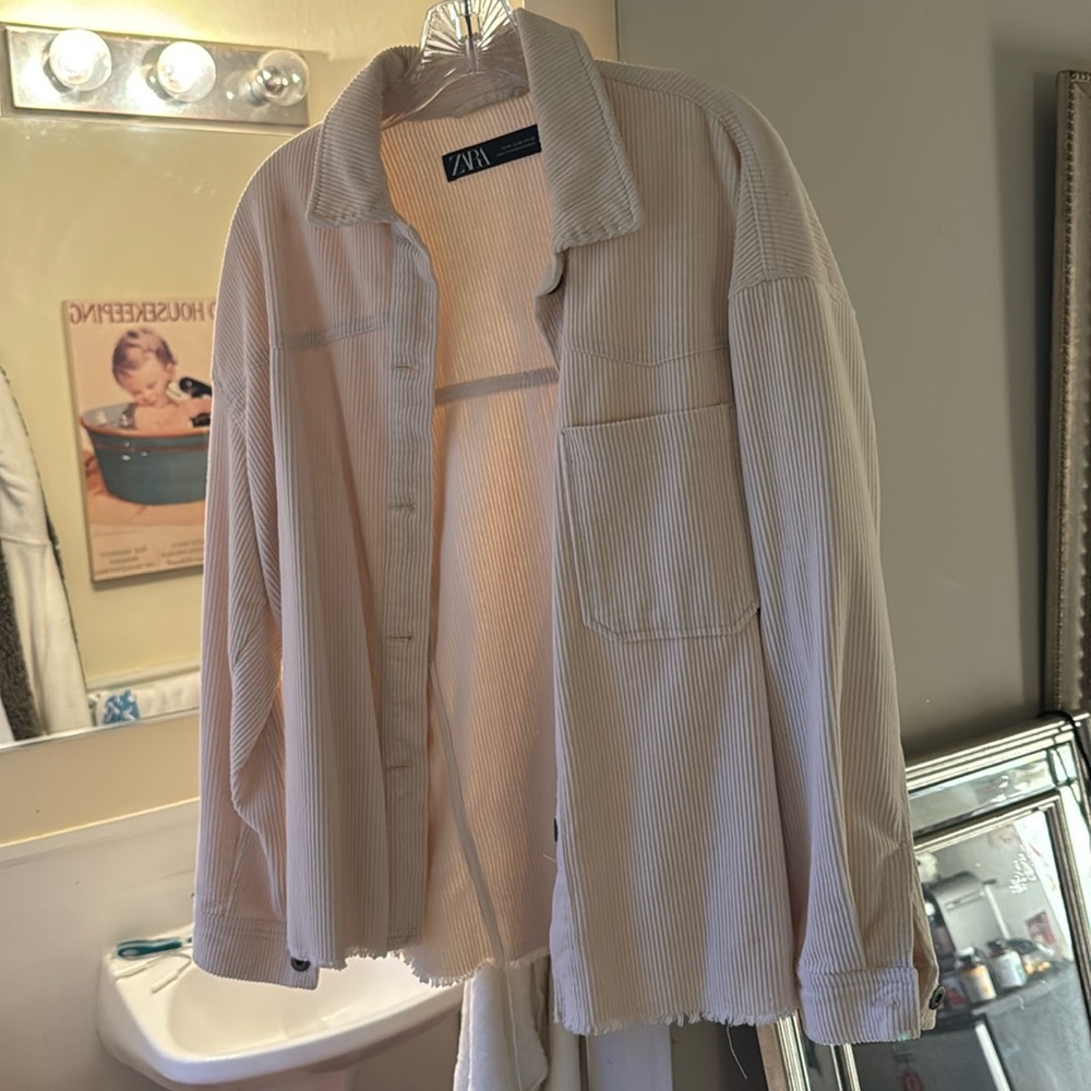 Cool and comfy cream corduroy button up